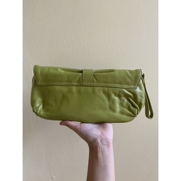 Vintage Express Bright Green Genuine Leather Clutch Wristlet - Picture 2 of 7